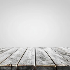 Poster - Rustic wooden planks surface against a plain backdrop for product display or presentation background