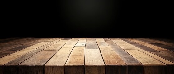 Aufkleber - Dark Background with Wooden Planks for Product Display or Food Photography and Presentation