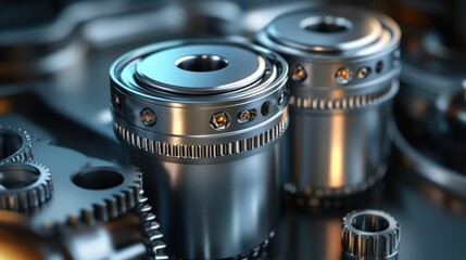 Poster - Precision Metal Components in a Macro View Revealing Intricate Engineering and Design Details