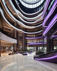 Poster - Captivating Interior of a Modern Building with Striking Architectural Design and Elegant Lighting