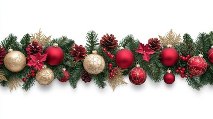 Wall Mural - christmas-themed banner with red and gold ornaments for holiday banners, greeting cards, or seasonal