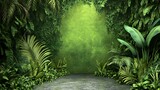 Lush Tropical Foliage Green Background Nature Scene