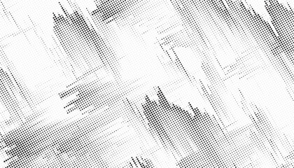 Poster - Abstract halftone dots. Spotted and dotted stains gradient background. Abstract comic texture with fading effect. Black and white rough gritty wallpaper. Grunge monochrome geometric backdrop. 