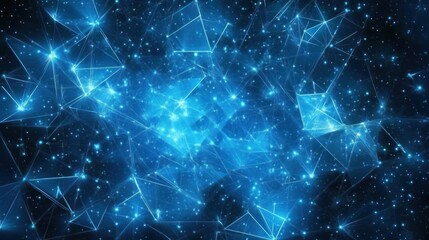 Wall Mural - Blue glowing network, digital connection, abstract background, technology concept