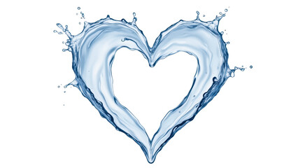 Wall Mural - stylized heart outlined by a dynamic flow of water in a vibrant isolated on tranpsarent png