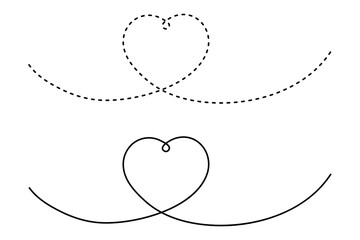 Wall Mural - doodle heart drawn by one continuous line. freehand doodle drawing. element of love for cards, print