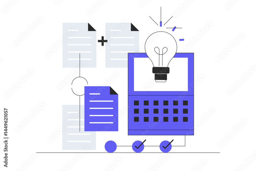 Linear workflow new business. Flowchart to get result, map or plan ...