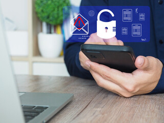 Wall Mural - security, electronic mail, email on the internet, protection of access data from viruses, malware or