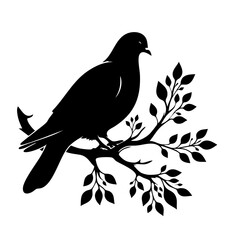 Wall Mural - silhouette of a dove on a branch