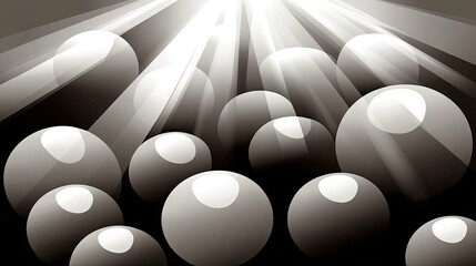 Wall Mural - Abstract spherical forms under dramatic overhead lighting