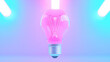 © sakulkarn - Bright Pink Light Bulb Under Neon Blue and Purple Background Lighting