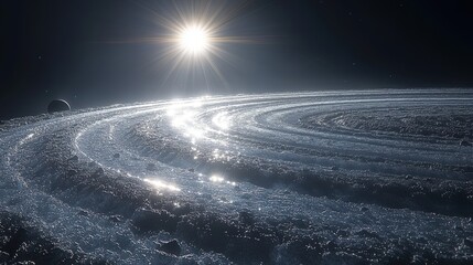 Wall Mural - Celestial rings of a distant icy planet.