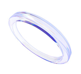 Wall Mural - 3d abstract glass liquid holographic transparent circle ring render background. iridescent fluid cir