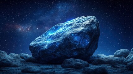Wall Mural - Cosmic rock formation under a starlit sky.