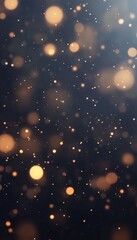 Wall Mural - abstract swirling rose gold light particles bokeh on dark background. christmas texture.