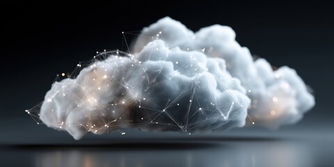 Wall Mural - futuristic cloud computing concept with digital network connections on dark background