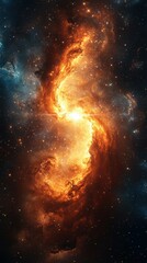 Wall Mural - stunning cosmic formation showcasing vibrant orange and blue hues in deep space