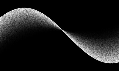 Fototapete - Abstract art background with dots. Waves with stipple effect with chaotic noise. White dots on black background.