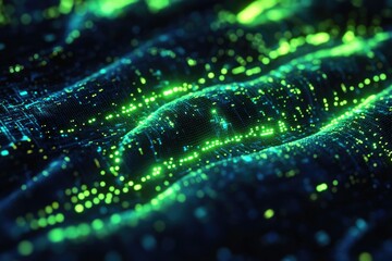 Leinwandbilder - Abstract digital wave of glowing particles, representing data flow and network connectivity.