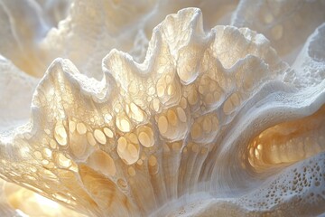 Leinwandbilder - Intricate, porous structure of a bleached coral, revealing its delicate, wave-like form and internal cavities.