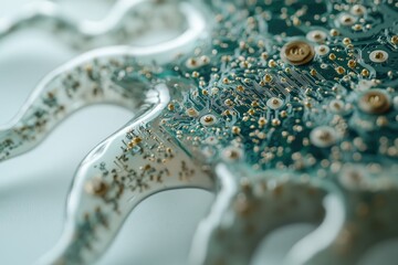 Poster - A circuit board embedded in a translucent, octopus-like form, showcasing a blend of technology and art.