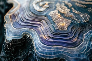 Poster - Close-up of a mesmerizing agate geode, revealing intricate layers and vibrant colors.