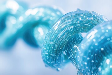 Poster - Close-up of a swirling, translucent, light blue substance with water droplets.