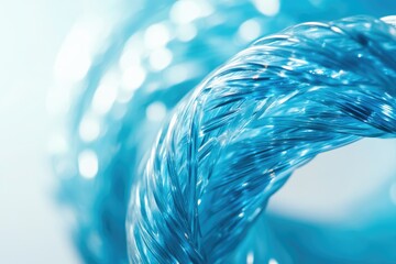Poster - A close-up of a translucent blue fiber optic cable, twisted and spiraling.