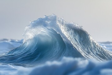 Poster - A majestic ocean wave, frozen in time, showcasing its translucent beauty and powerful form.