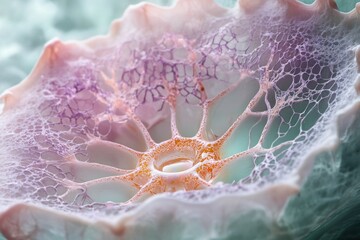 Fototapete - Intricate, delicate lace-like structure, pastel colors, resembling a flower or coral.