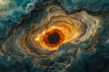 Aufkleber - A swirling vortex of teal and orange clouds creates a mesmerizing, otherworldly abyss.