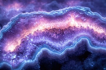 Aufkleber - A mesmerizing close-up of a vibrant amethyst geode, showcasing its intricate crystal formations and radiant purple hues.