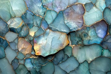 Aufkleber - A mesmerizing mosaic of iridescent blue and teal gemstones, creating a stunning natural art piece.