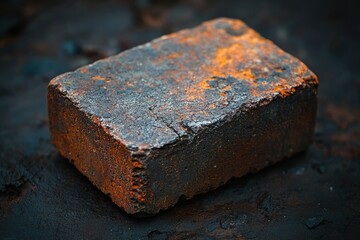 Leinwandbilder - A close-up shot of a heavily rusted brick, showing texture and decay.