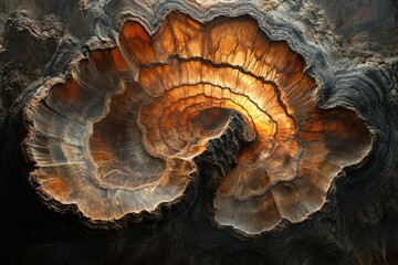Leinwandbilder - Intricate swirling patterns of petrified wood, showcasing nature's artistry in fossilized form.