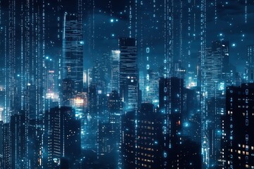 city skyline where digital codes