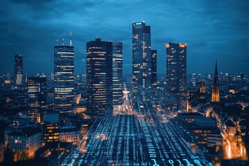 city skyline where digital codes