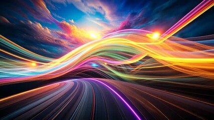 Wall Mural - Rainbow Road to the Horizon A Journey Through Vibrant Colors and Light