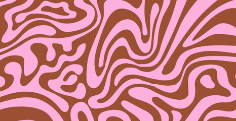 Fototapete - Abstract vector illustration with wavy, curved pink and red lines forming a dynamic, fluid pattern. The design creates a hypnotic, optical illusion effect, ideal for modern digital print in Y2K style.