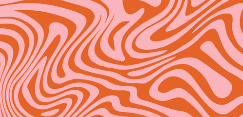 Fototapete - Abstract vector illustration with wavy, curved pink and red lines forming a dynamic, fluid pattern. The design creates a hypnotic, optical illusion effect, ideal for modern digital print in Y2K style.