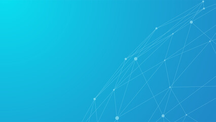 Leinwandbilder - Technology blue background. Dots connected by lines. Abstract wave. Minimalist mesh. Abstract polygonal shape.