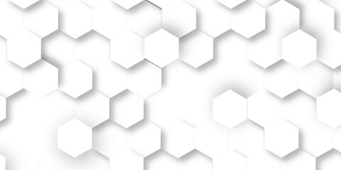 Aufkleber - Abstract hexagon background. Futuristic abstract honeycomb mosaic white technology background. Surface polygon pattern with glowing hexagon paper texture and futuristic business. graphic concept.
