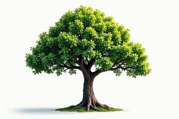 Young tree isolated on bright white, showing intricate detail , vibrant, isolated, botany