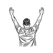 © Jabbar - Professional man with arms raised - man silhouette vector - arms raised doodle - man illustration - man line art