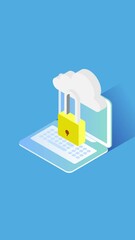 Wall Mural - secure cloud data storage, cloud hosting security, business using secure cloud server to protect con