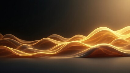 Aufkleber - glowing golden wave art on black background, perfect for abstract projects