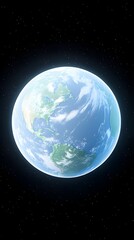 Wall Mural - A luminous Earth floats in the inky black of space, showcasing continents and swirling clouds