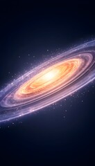 Wall Mural - A vibrant spiral galaxy with a bright, glowing core and concentric rings of light, set against a dark backdrop