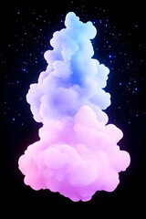Wall Mural - Glowing pastel nebula-like cloud formation against a dark, starry background