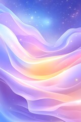 Wall Mural - Pastel-colored, flowing fabric-like forms against a starry, night sky